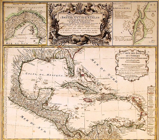 Mapa del Mar Caribe, por Heirs & D'Anville, c.1740. 