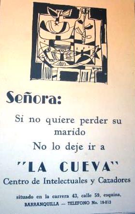 Cartel de La Cueva, diseñado por Alejandro Obregón.