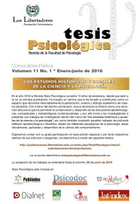 Convocatoria pública Revista Tesis Psicológica